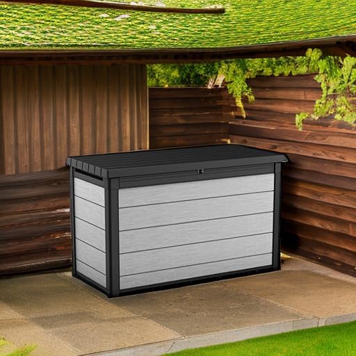 Keter Denali 200 Gallon Resin Large Deck Box with Double Wall 20mm Panels - Paintable and Drillable-Organization and Storage for Patio Furniture and Outdoor Items, Grey & Black - Image 5