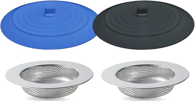 4PCS Kitchen Sink Strainer Stopper Kit, Universal Silicone Sink Drain Plug Cover by Seatery