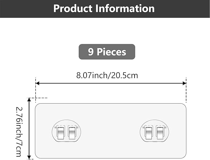 9 Pack Shower Caddy Adhesive Hooks Replacement, Shower Shelf Adhesive - Image 2