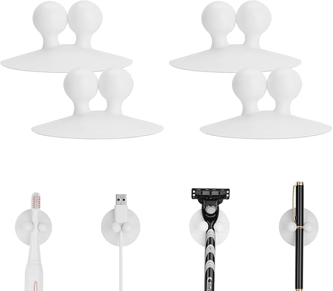 4 PCS Suction Cup Toothbrush Holder by LUEXBOX