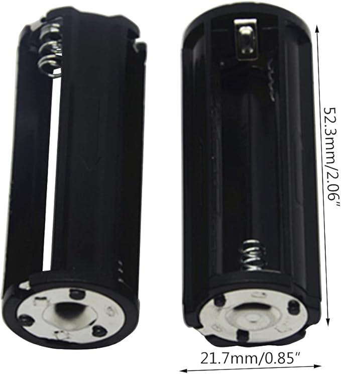 Battery Holder 2PCS Black Cylindrical 3x1.5V Battery Storage Adapter - Image 5