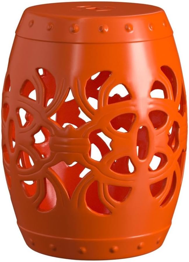 Safavieh Castle Gardens Collection Imperial Vine Antique White Glazed Ceramic Garden Stool - Image 4