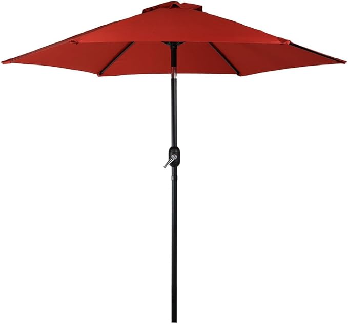 Sunnydaze Outdoor Patio Umbrella - Polyester Table Market Umbrella with Push-Button Tilt and Crank - 6 Sturdy Ribs - Burnt Orange - 7.5ft - Image 10