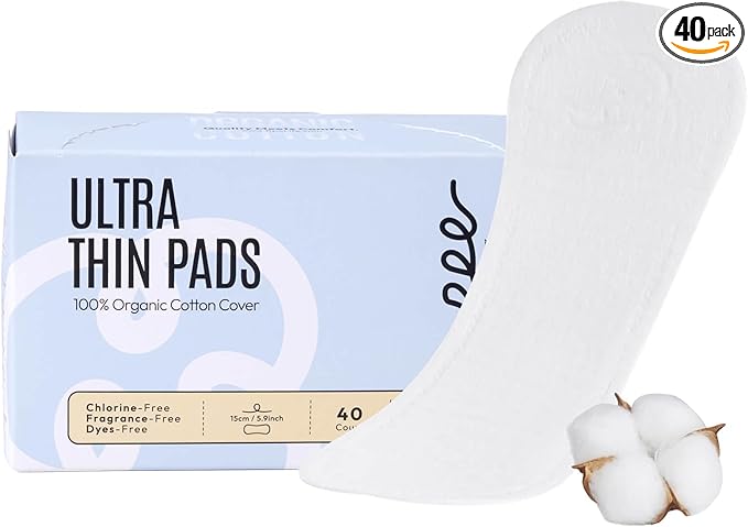 100% Organic Panty Liners for Women, Ultra Thin Cotton Cover, Regular by RPELife