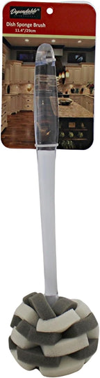 Glass Sponge Dish Brush with Handle – 11.5" Puff Head Kitchen Cleaning Brush - Image 7