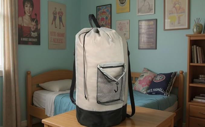 Laundry Bag Backpack with Shoulder Straps and Mesh Pocket Laundry Backpack - Image 9