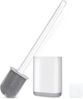 Silicone Toilet Brush and Holder Bendable Efficient Cleaning Wall Mounted by GAXMNS