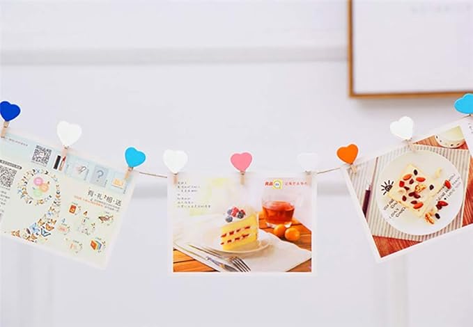 50 Pieces Mini Heart Wooden Clips Clothespins Photo Paper Peg Pin Craft - Image 5