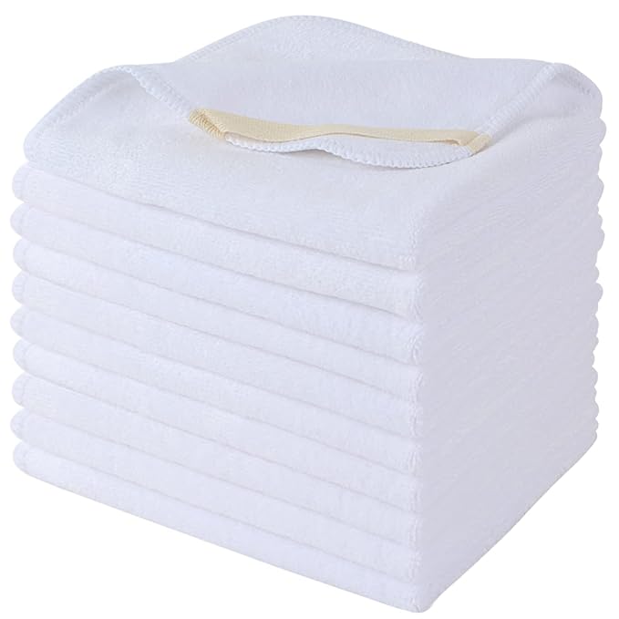 SINLAND Microfiber Facial Cloths Fast Drying Washcloth 12inch x 12inch White 10 by SINLAND