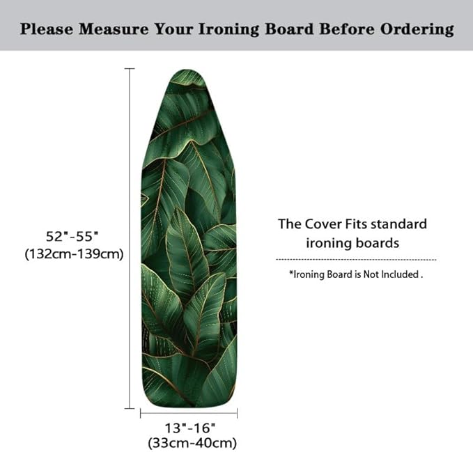 Green Banana Leaves Steam Ironing Board Cover Tropical Plant Leaves Stain - Image 5
