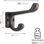 Ambipolar 5 Pack Decorative Cast Iron Heavy Duty Double Hooks, Wall Mounted - Image 2