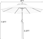 Sunnyglade 9' Patio Umbrella Outdoor Table Umbrella with 8 Sturdy Ribs - Image 7