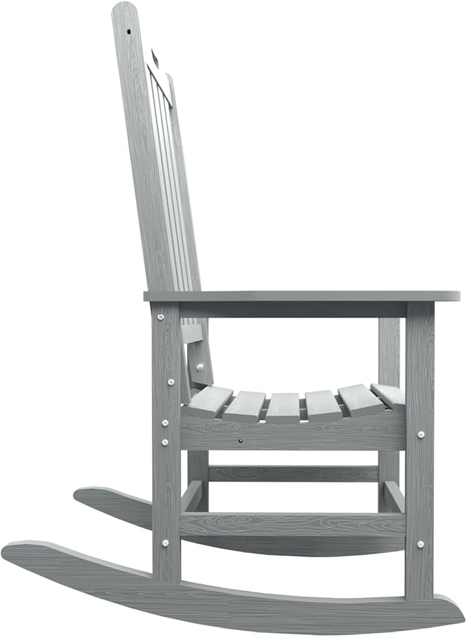 Oversized Rocking Chair Set of 2, Outdoor Rocking Chair for Adults, All Weather Resistant Porch Rocker for Lawn Garden, Grey - Image 5