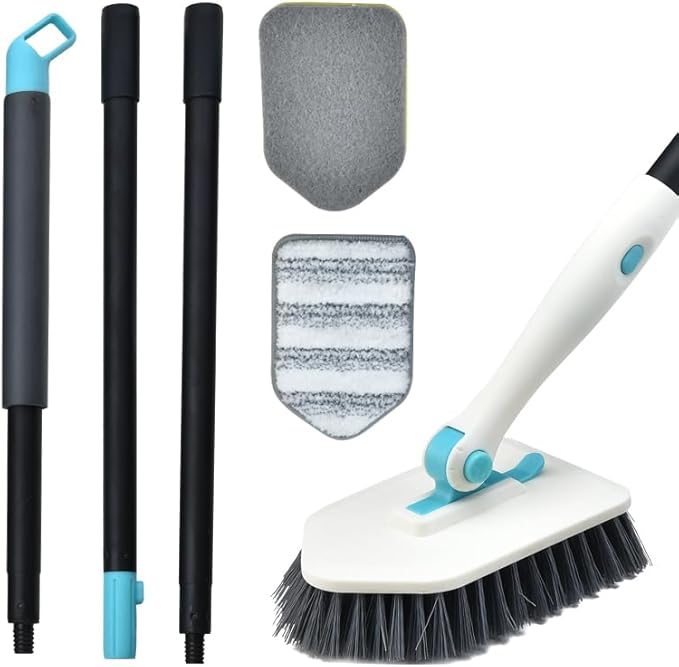 Long Handled Scrub Brush for Shower, 3-in-1 Cleaning Brushes by HOME