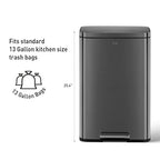 EKO Madison Matte Black 50 Liter/13.2 Gallon Step Trash Can - Image 5