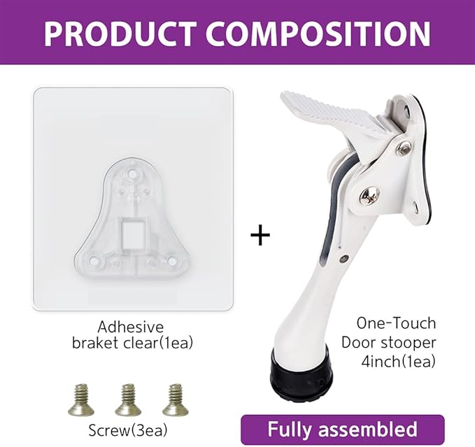 Door Stopper with Adhesive Bracket Stickers, No Drilling or Tools Needed - Image 6