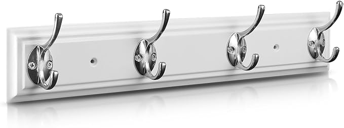 Coat Rack Wall Mounted White, Heavy Duty Zinc Alloy Wall Hook Rack by YTJG