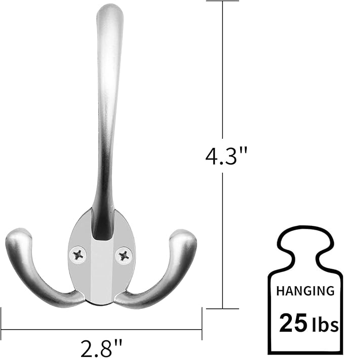 IBosins 6 Pack Big Heavy Duty Three Prongs Coat Hooks Wall Mounted - Image 7