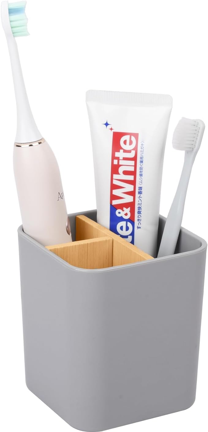 Bamboo Toothbrush Holder for Bathrooms, 3 Slots Toothbrush and Toothpaste by Heagoale