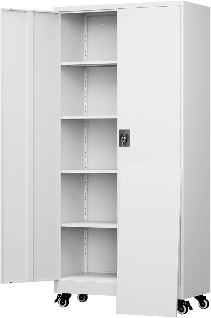 Yizosh Metal Garage Storage Cabinet with Locking Doors and Adjustable Shelves,- 75" Rolling Steel Tool Cabinet for Home Office,Garage,Warehouse by Yizosh