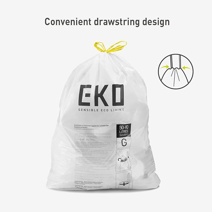 EKO 21 Gallon / 50-90 Liter, Extra-Strong Unscented Garbage Bags, Easy-Dispense - Image 3