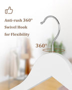 AMKUFO Wooden Hangers 20 Pack Wood Suit Hangers Non Slip Wooden Coat Hangers - Image 4