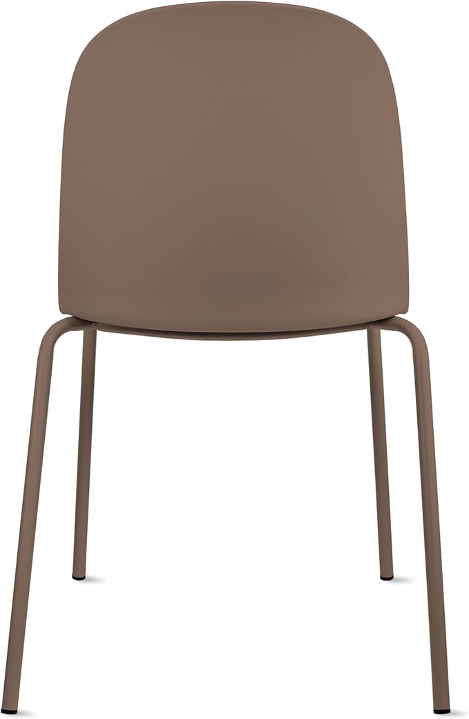 2xhome Set of 4 Modern Stackable Armless Dining Chairs | Plastic Shell Seat with Metal Legs | Indoor or Outdoor Use | Home Kitchen Patio, Brown - Image 6