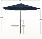 MEWAY 9ft Patio Umbrella Outdoor Table Umbrellas with Push Button Tilt and Crank, Market Umbrella 8 Sturdy Ribs for Deck, Garden, Pool and Backyard, Dark Blue - Image 7