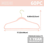MIZGI Blush Pink Velvet Hangers 60 Pack, Premium Gold Clothes Non-Slip Felt - Image 6