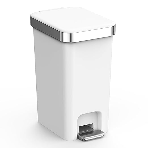 Slim Bathroom Trash Can With Lid, 2.6 Gallon /10 Liter Small Wastebasket by accep