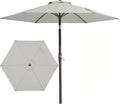 JEAREY 7.5FT Patio Umbrella Market Table Umbrella with 6 Sturdy Ribs, Push Button Tilt/Crank Outdoor Umbrella for Garden, Deck, Backyard, Pool and Beach,Light Grey by JEAREYOutdoorsCollection