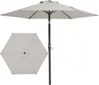 JEAREY 7.5FT Patio Umbrella Market Table Umbrella with 6 Sturdy Ribs, Push Button Tilt/Crank Outdoor Umbrella for Garden, Deck, Backyard, Pool and Beach,Light Grey by JEAREYOutdoorsCollection