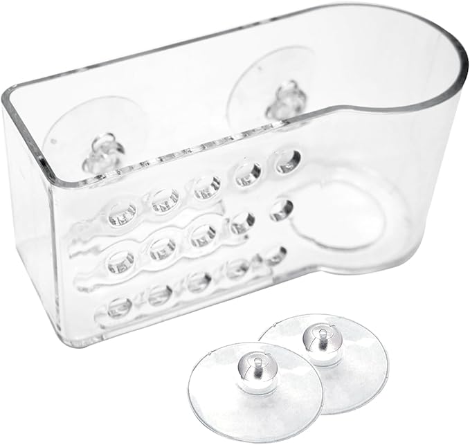 AMUONTY Sponge Holder for Kitchen Sink Suction, Plastic Sink Brush Sponge Caddy by AMUONTY