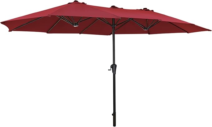 SUPERJARE 13FT Outdoor Umbrella for Patio, Double sided Pool Umbrellas with Fade Resistant Canopy, Large Table Umbrella for Deck, Market, Backyard - Burgundy by SUPERJARE