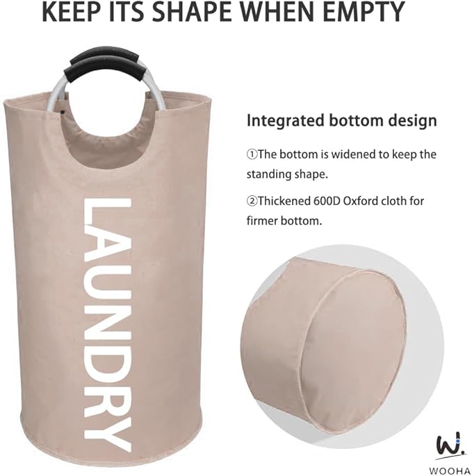 WOOHA 125L Large laundry basket, Collapsible laundry hamper, Tall Clothes - Image 7
