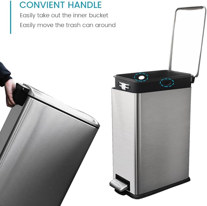 16.7L/ 4.4 Gallon Rectangular Slim Kitchen Trash Can - Image 7
