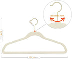 Korpai 50 Pack Beige Velvet Hangers, Coat Hanger Non Slip, Heavy-Duty, Space - Image 2