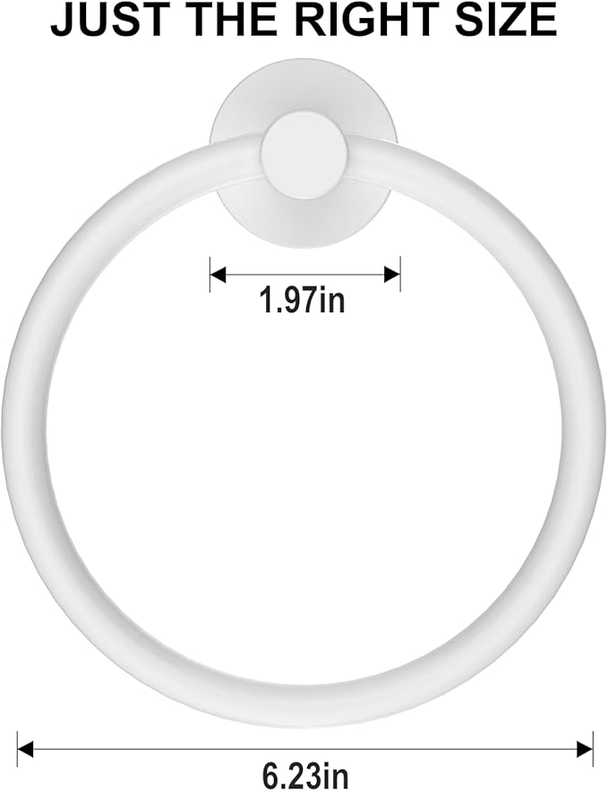 SetSail Towel Holder for Bathroom Wall White Towel Ring Screw-in Hand Towel - Image 5