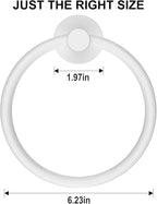 SetSail Towel Holder for Bathroom Wall White Towel Ring Screw-in Hand Towel - Image 5