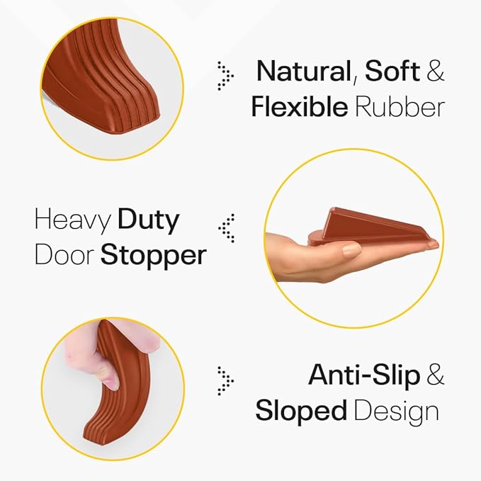 Door Stoppers for Bottom of Door – Rubber Door Stopper Wedge – Pack of 4 – Door - Image 7