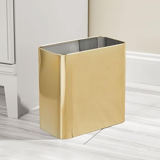 mDesign Small Metal 2.4 Gallon/9 Liter Trash Can Wastebasket Garbage Bin - Image 2
