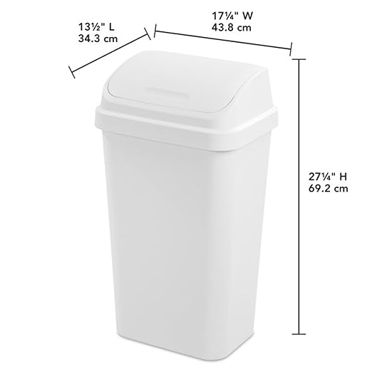 Sterilite 8-Pack Swing Top Wastebasket, Sleek Square Profile Trash Can - Image 2