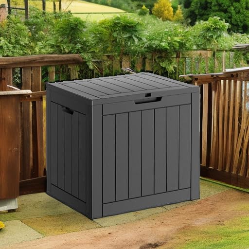 31 Gallon Resin Deck Box, Lockable Patio Outdoor Storage Box for Furniture, Garden Tools and Tools Storage, Waterproof Outside Storage Boxes - Black - Image 4