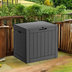31 Gallon Resin Deck Box, Lockable Patio Outdoor Storage Box for Furniture, Garden Tools and Tools Storage, Waterproof Outside Storage Boxes - Black - Image 4
