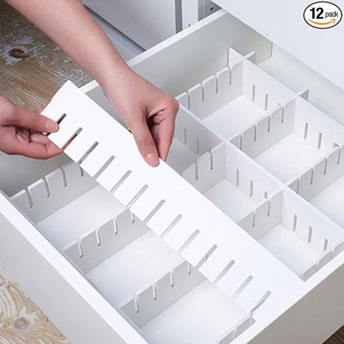 12Pcs Drawer Dividers, 16.93" x 2.76", Large Adjustable Drawer Organizer by KNNRIIM