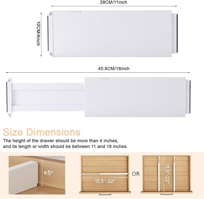 Drawer Dividers Dresser Drawer Organizer 3 Pack Adjustable Kitchen Drawers - Image 2