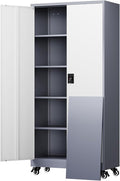 Yizosh Metal Garage Storage Cabinet with Locking Doors and Adjustable Shelves,- 75" Rolling Steel Tool Cabinet for Home Office,Garage,Warehouse by Yizosh