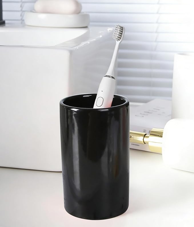 Black Ceramic Toothbrush Holders, Electric Toothbrush Holder - Image 2