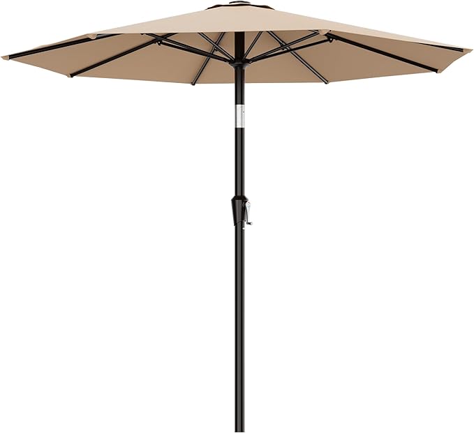 AreShark 9 FT Patio Umbrella for Outdoor, Outdoor Umbrella with Push Button Tilt and Crank, Outdoor Patio Umbrellas with 8 Sturdy Ribs for Market, Garden, Deck, Backyard, Pool (Beige) by Unknown