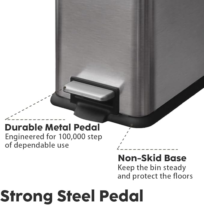 8 Gallon Trash Can with Lid, Stainless Steel Bathroom Garbage Can with Removal - Image 5
